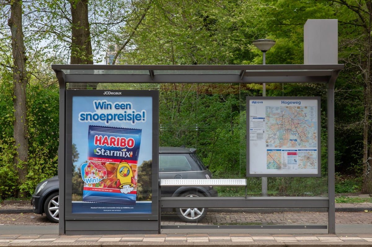 Outdoor billboard advertisement at Amsterdam