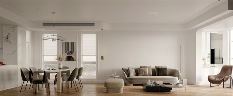 3D RENDER OF MODERN LIVING ROOM