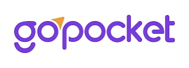 GoPocket logo featuring purple text with an orange accent triangle