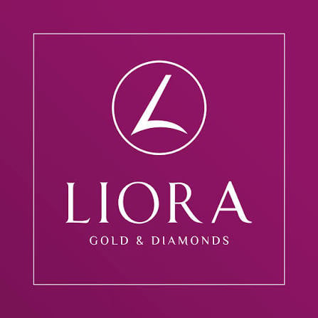 LIORA Gold and Diamonds logo featuring elegant white L monogram in circle on purple background