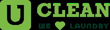 U Clean laundry service logo with green background and heart icon