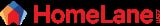 HomeLane logo featuring red geometric shape and text